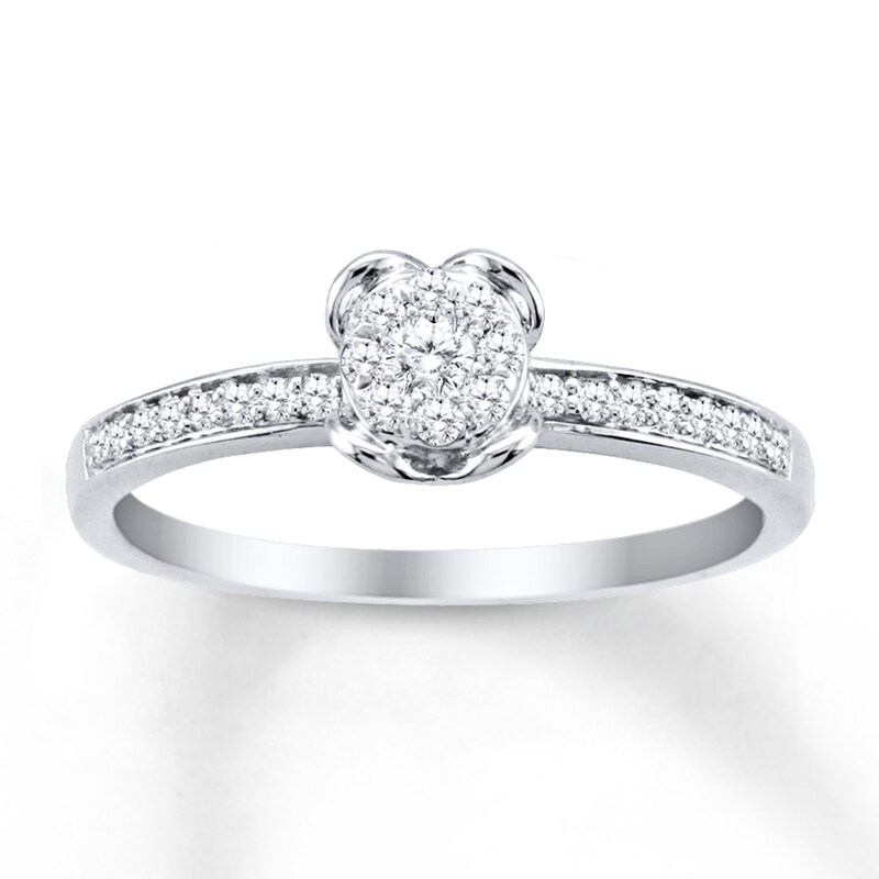 Main Image 1 of Previously Owned Diamond Promise Ring 1/5 ct tw Round-cut 10K White Gold - Size 4