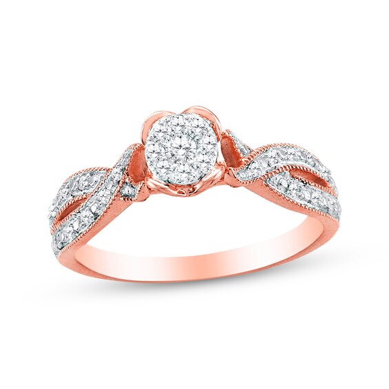 Previously Owned Diamond Promise Ring 1/5 ct tw Round-cut 10K Rose Gold Size 4.25