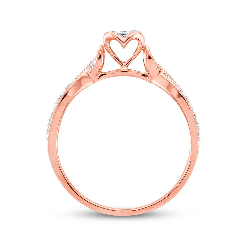 Main Image 3 of Previously Owned Diamond Promise Ring 1/5 ct tw Round-cut 10K Rose Gold - Size 4.25
