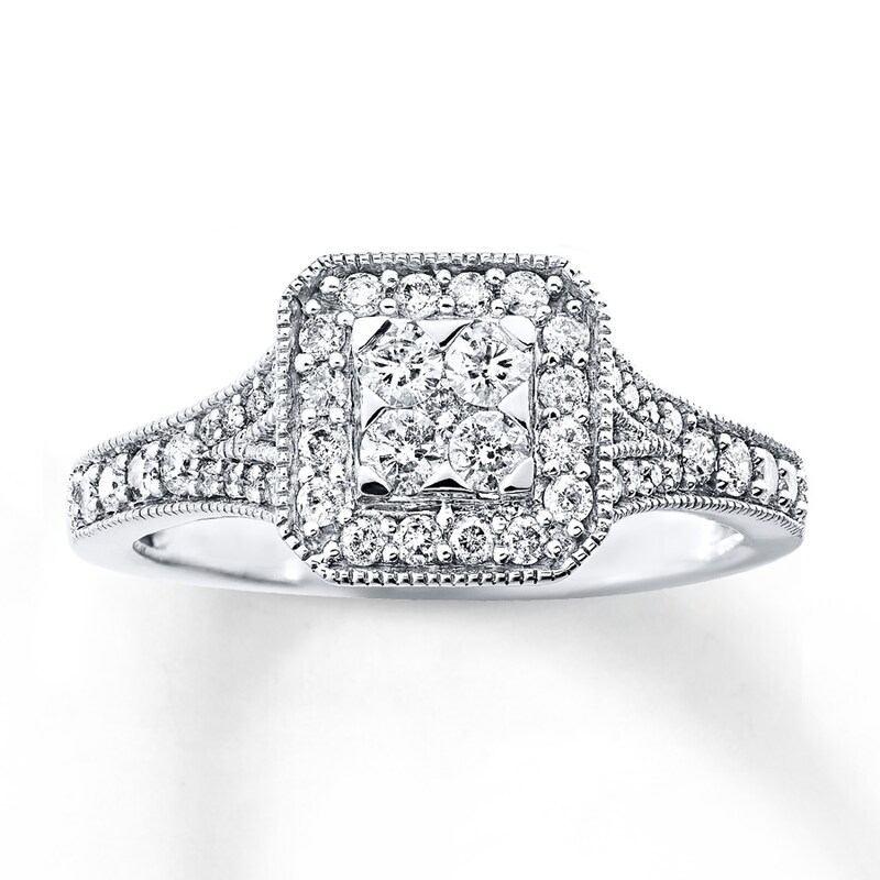 Previously Owned Diamond Ring 1/2 ct tw Round-cut 10K White Gold - Size 10.25