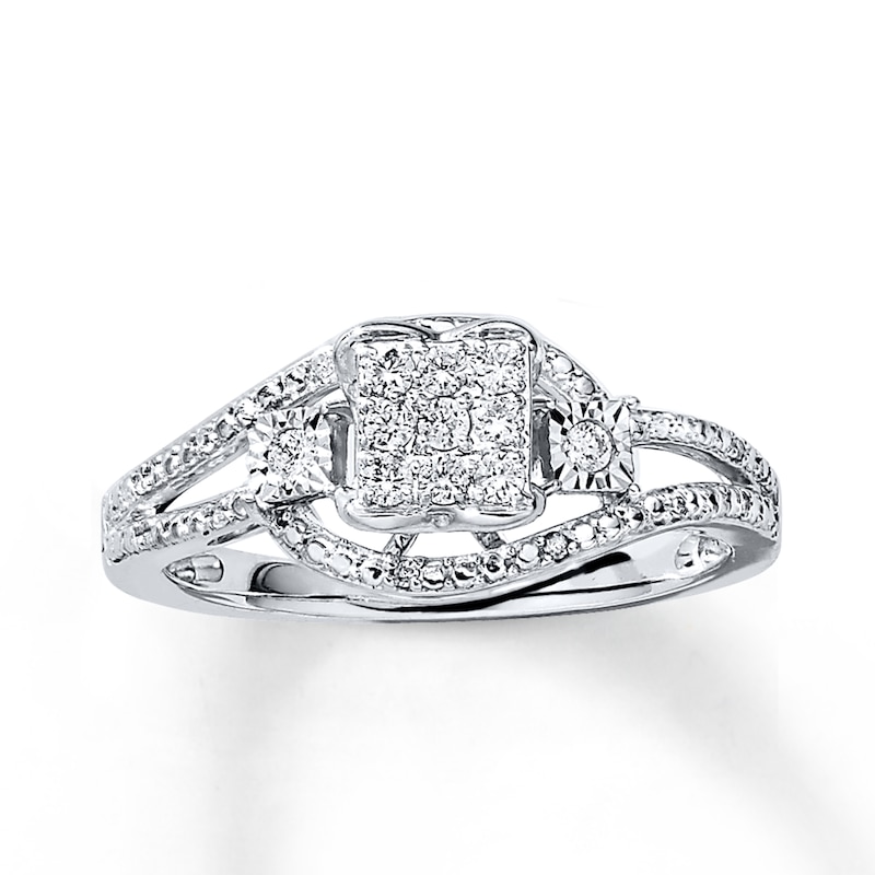 Main Image 1 of Previously Owned Diamond Ring 1/5 ct tw Round-cut 10K White Gold - Size 4