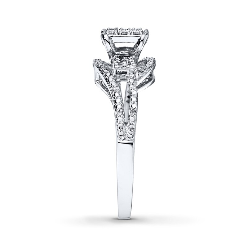 Main Image 3 of Previously Owned Diamond Ring 1/5 ct tw Round-cut 10K White Gold - Size 4