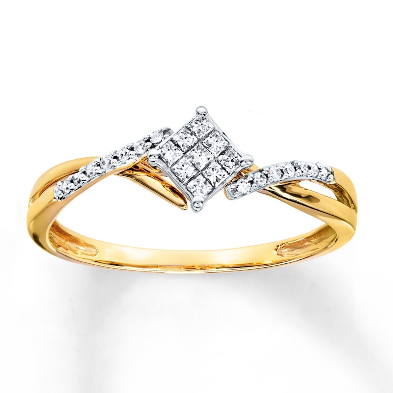 Main Image 1 of Previously Owned Diamond Ring 1/6 ct tw Princess & Round-cut 10K Yellow Gold - Size 9