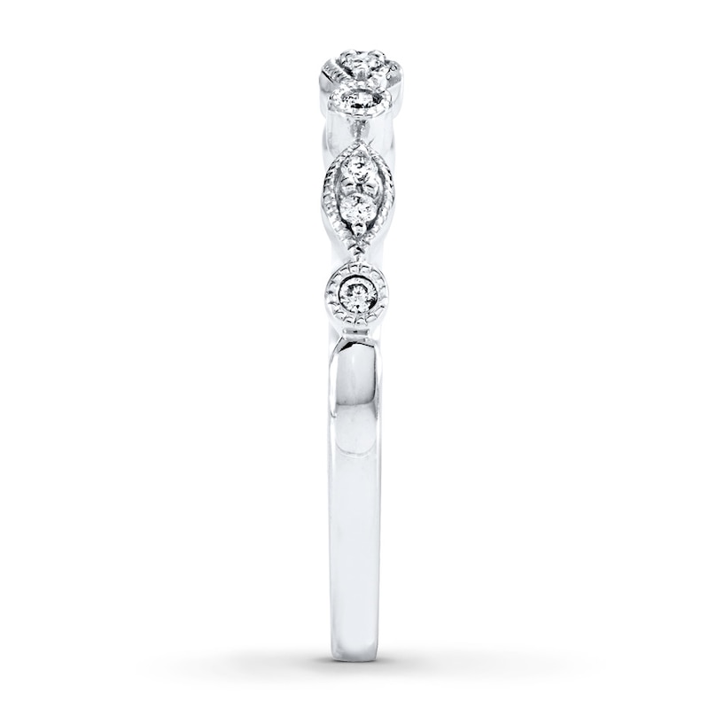 Main Image 3 of Previously Owned Diamond Anniversary Band 1/10 ct tw Round-cut 10K White Gold Size 9.5