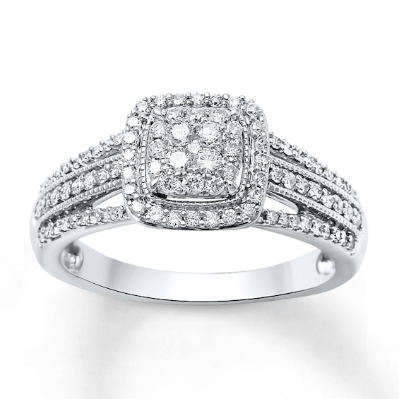 Previously Owned Diamond Ring 1/2 ct tw Round-cut 10K White Gold Size 4