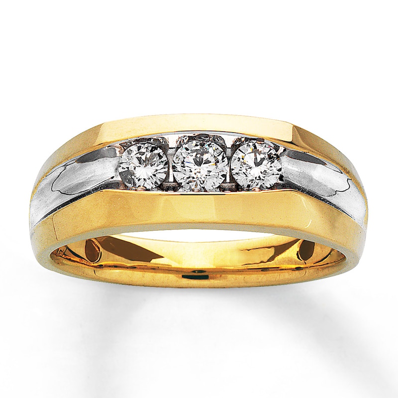 Main Image 1 of Previously Owned Men's Wedding Diamond Band 1/2 ct tw Round-cut 14K Yellow Gold Size 13.5