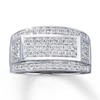 Thumbnail Image 0 of Previously Owned Men's Wedding Band 1 ct tw Round-cut Diamonds 10K White Gold - Size 7.5