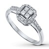 Thumbnail Image 1 of Previously Owned Diamond Ring 1/4 ct tw Princess & Round-cut 10K White Gold - Size 9