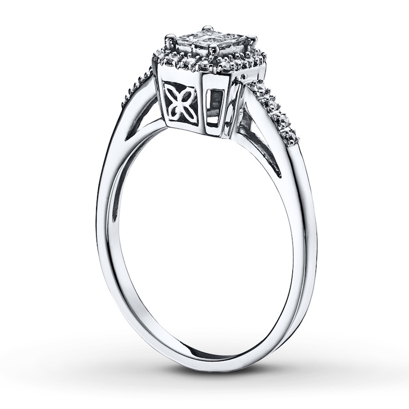 Main Image 2 of Previously Owned Diamond Ring 1/4 ct tw Princess & Round-cut 10K White Gold - Size 9