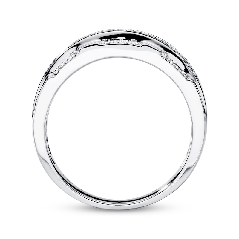 Main Image 2 of Previously Owned Men's Band 1/2 ct tw Round-cut Diamonds 10K White Gold - Size 13.25