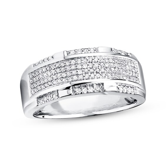 Previously Owned Men's Band 1/ ct tw Round-cut Diamonds 10K White Gold Size