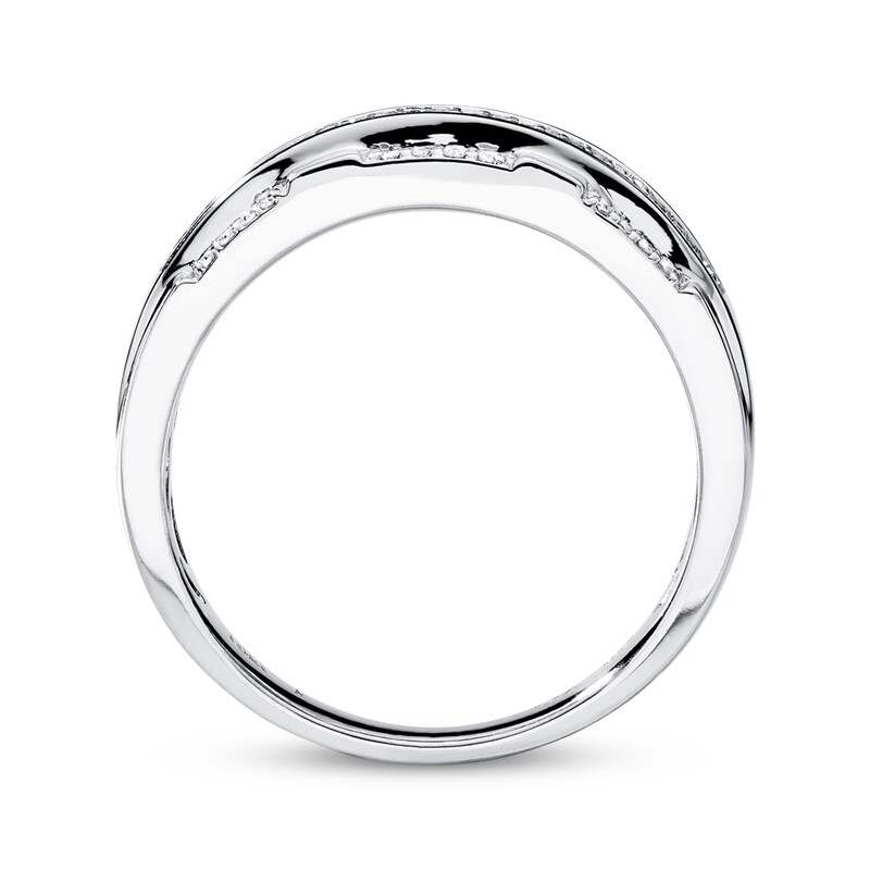 Main Image 2 of Previously Owned Men's Band 1/2 ct tw Round-cut Diamonds 10K White Gold - Size 6.75