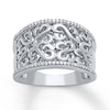 Thumbnail Image 1 of Previously Owned Open Hearts Ring 1/6 ct tw Round-cut Diamonds Sterling Silver - Size 10.75
