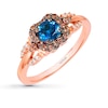 Previously Owned Le Vian Blue Topaz 1/5 ct tw Round-cut Diamonds 14K Strawberry Gold Ring