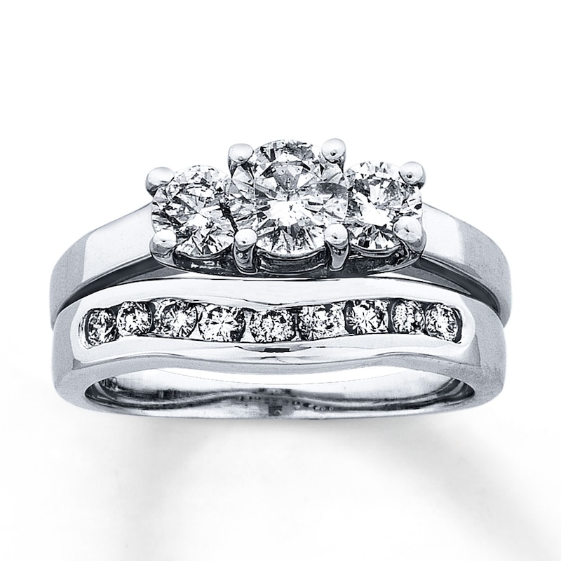 Main Image 3 of Previously Owned Diamond Enhancer Ring 1/4 ct tw Round-cut 14K White Gold - Size 10