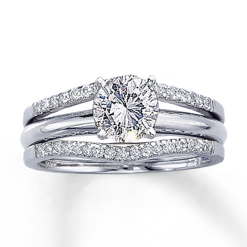 Main Image 2 of Previously Owned Diamond Enhancer Ring 1/4 ct tw Round-cut 14K White Gold - Size 4.5
