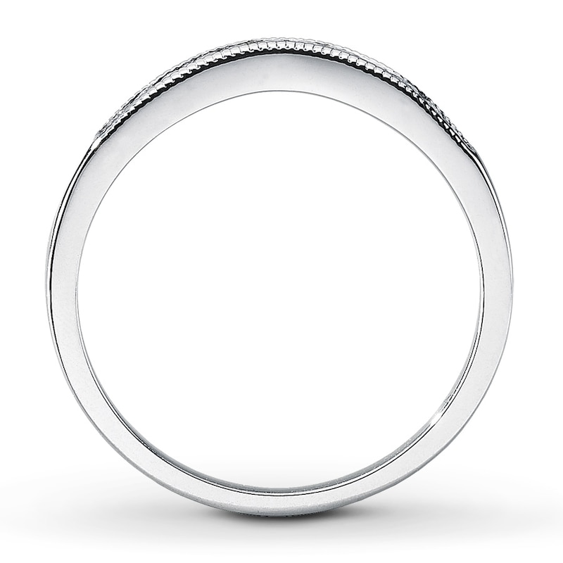 Main Image 2 of Previously Owned Diamond Contour Ring 1/6 ct tw Round-cut 14K White Gold - Size 10