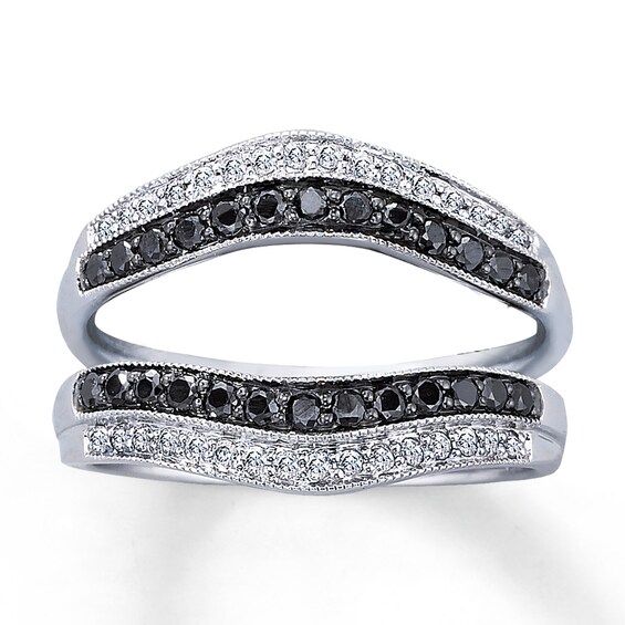 Previously Owned Diamond Enhancer Ring 1/2 ct tw Black & White Round-cut 14K Gold 3.75
