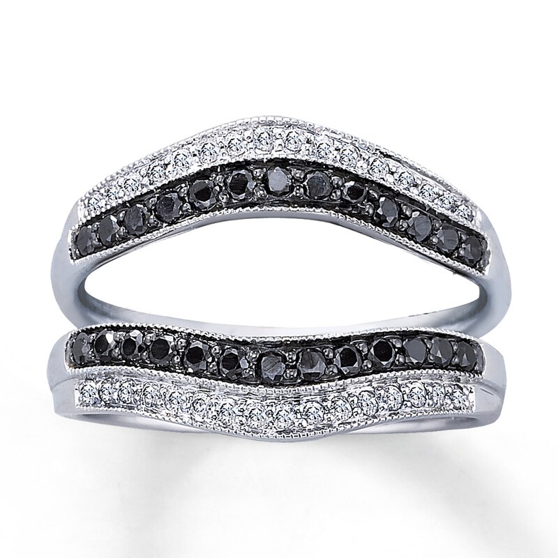 Previously Owned Diamond Enhancer Ring 1/2 ct tw Black & White Round-cut 14K White Gold - Size 3.75