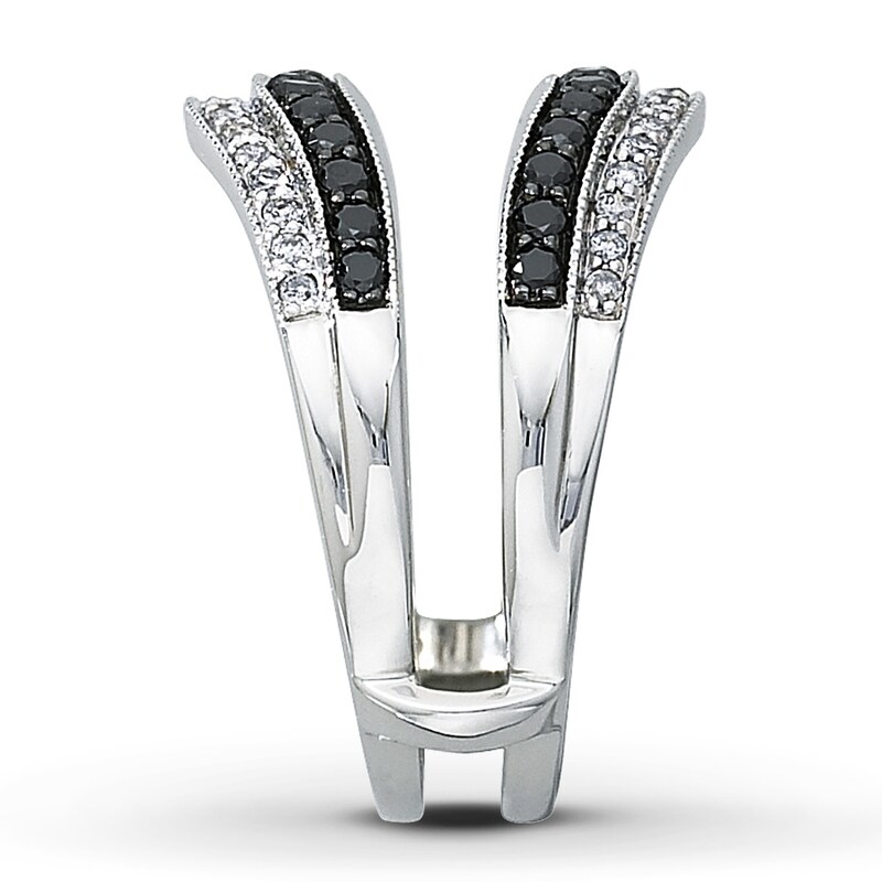 Main Image 3 of Previously Owned Diamond Enhancer Ring 1/2 ct tw Black & White Round-cut 14K White Gold Size 3.75