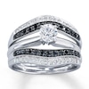 Thumbnail Image 4 of Previously Owned Diamond Enhancer Ring 1/2 ct tw Black & White Round-cut 14K White Gold Size 3.75