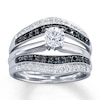 Thumbnail Image 3 of Previously Owned Diamond Enhancer Ring 1/2 ct tw Black & White Round-cut 14K White Gold - Size 3.75