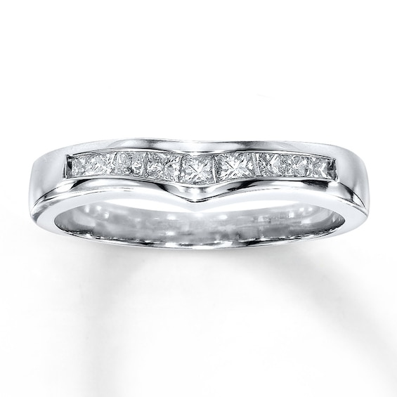 Previously Owned Diamond Enhancer Ring 3/8 ct tw Princess-Cut 14K White Gold Size 4