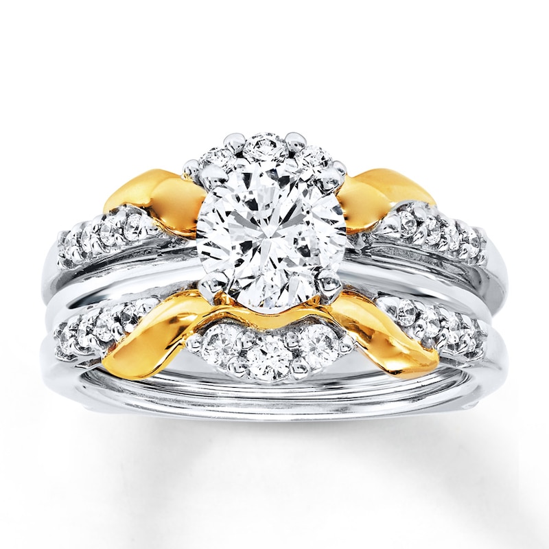 Main Image 4 of Previously Owned Diamond Enhancer Ring 1/3 ct tw Round-cut 14K Two-Tone Gold - Size 3.5
