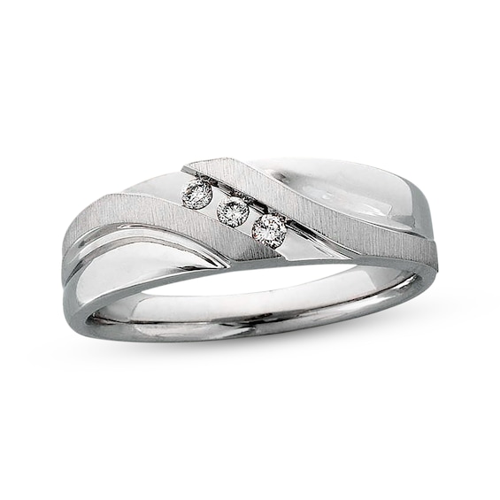 Previously Owned Diamond Men's Band 1/4 ct tw Round-cut 10K White Gold Size 7
