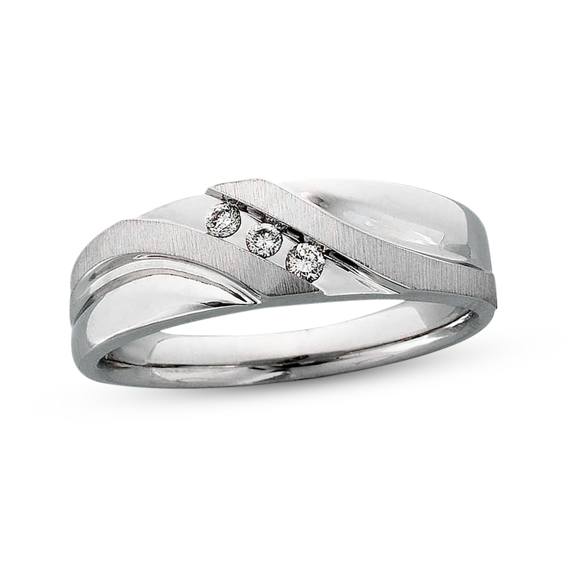 Main Image 1 of Previously Owned Diamond Men's Band 1/4 ct tw Round-cut 10K White Gold - Size 7