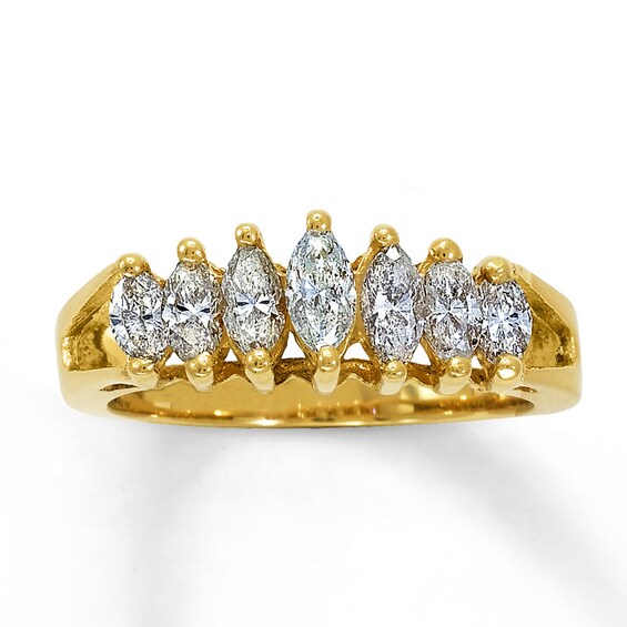 Previously Owned Anniversary Ring 1/2 ct tw Marquise-cut Diamonds 14K Yellow Gold Size 3.5