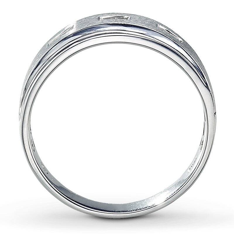 Main Image 2 of Previously Owned Men's Diamond Wedding Band 1/6 ct tw 10K White Gold Size 7.25