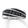 Thumbnail Image 0 of Previously Owned Men's Black Diamond Ring 3/4 ct tw Round-cut 10K White Gold - Size 7.5