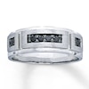 Previously Owned Men's 6mm Wedding Ring 1/4 ct tw Round-cut Black Diamonds 10K White Gold