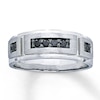 Thumbnail Image 0 of Previously Owned Men's 6mm Wedding Ring 1/4 ct tw Round-cut Black Diamonds 10K White Gold - Size 7.5