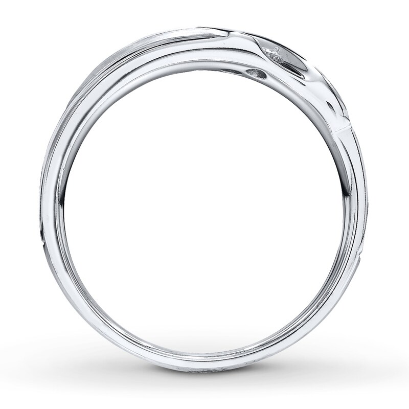 Main Image 2 of Previously Owned Men's Diamond Band 1/4 ct tw Round-cut 10K White Gold - Size 12.25
