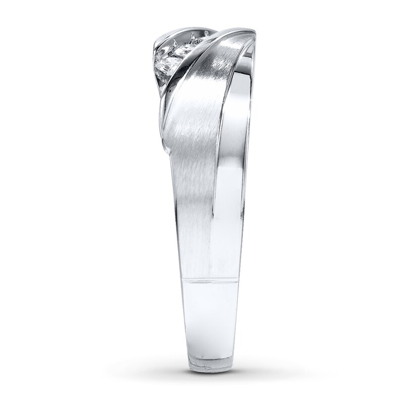 Main Image 3 of Previously Owned Men's Diamond Band 1/4 ct tw Round-cut 10K White Gold - Size 12.25
