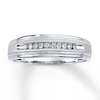 Thumbnail Image 1 of Previously Owned Men's Diamond Band 1/10 ct tw Round-cut 10K White Gold - Size 13