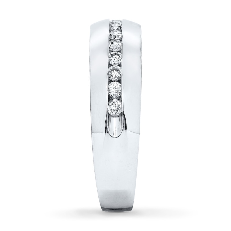 Main Image 3 of Previously Owned Men's Diamond Band 1/3 ct tw Round-Cut 10K White Gold - Size 6