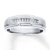 Thumbnail Image 1 of Previously Owned Men's Diamond Wedding Band 1/10 ct tw Round-cut 10K White Gold - Size 13.75