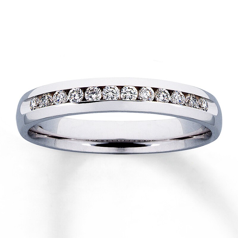 Main Image 1 of Previously Owned Diamond Anniversary Band 1/4 ct tw Round-cut 14K White Gold - Size 13.25