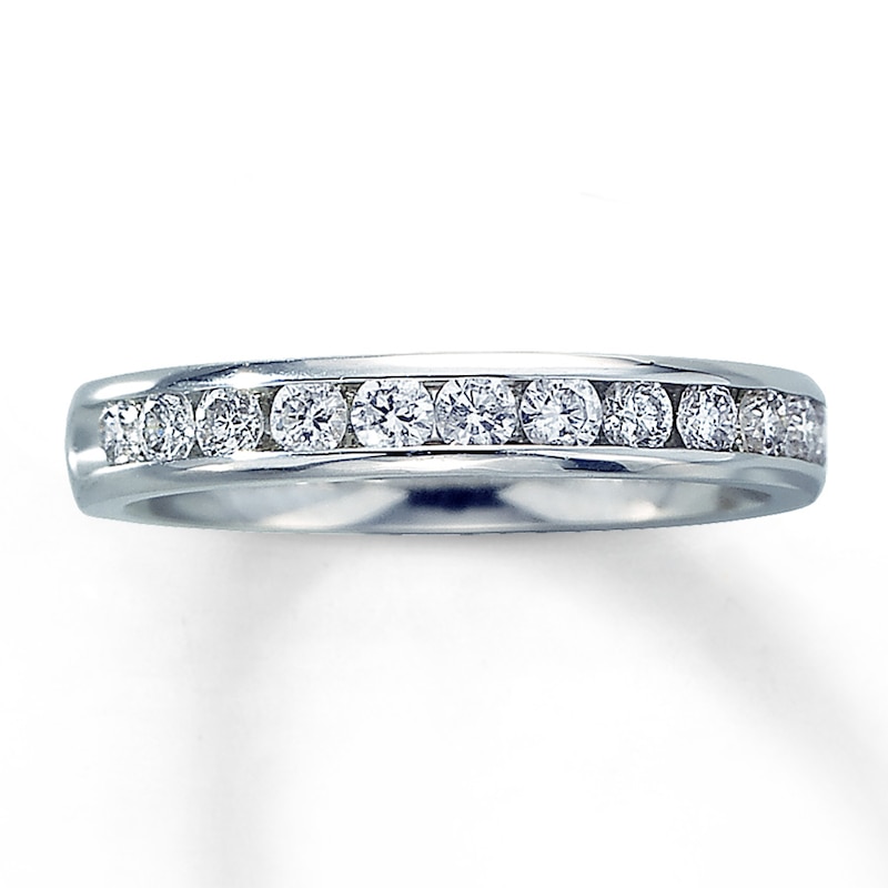 Main Image 1 of Previously Owned Diamond Anniversary Band 1/2 ct tw Round-cut 14K White Gold Size 4