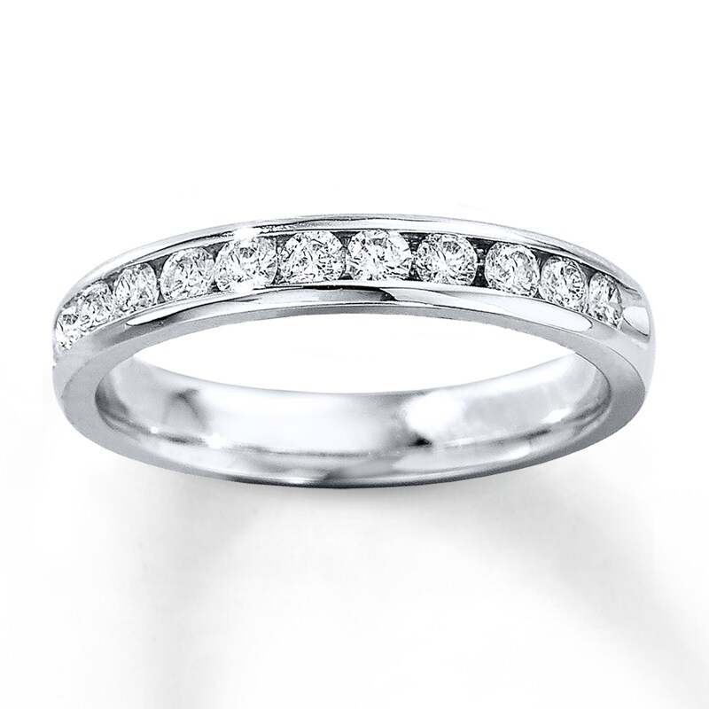 Main Image 1 of Previously Owned Diamond Anniversary Band 1 ct tw Round-cut 14K White Gold - Size 4.5
