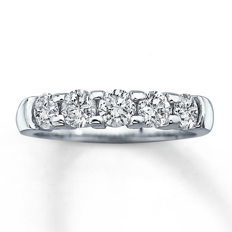 Main Image 1 of Previously Owned Diamond Anniversary Band 1 ct tw Round-cut 14K White Gold - Size 10