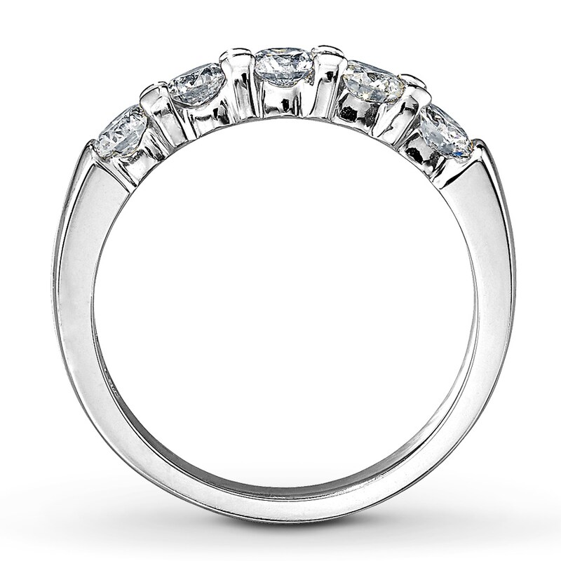 Main Image 2 of Previously Owned Diamond Anniversary Band 1 ct tw Round-cut 14K White Gold - Size 10