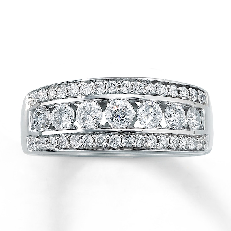 Main Image 1 of Previously Owned Diamond Anniversary Ring 1 ct tw Round-cut 14K White Gold - Size 9.5