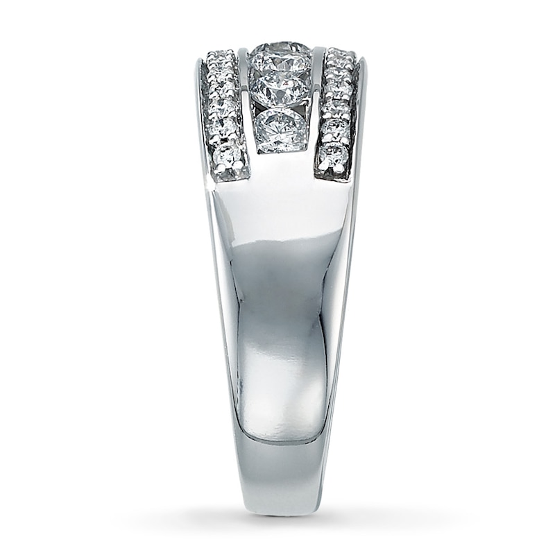 Main Image 3 of Previously Owned Diamond Anniversary Ring 1 ct tw Round-cut 14K White Gold - Size 9.5