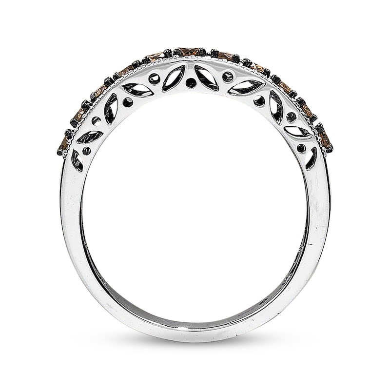 Main Image 2 of Previously Owned Brown & White Diamond Anniversary Band 3/4 ct tw Round-cut 14K White Gold Size 10