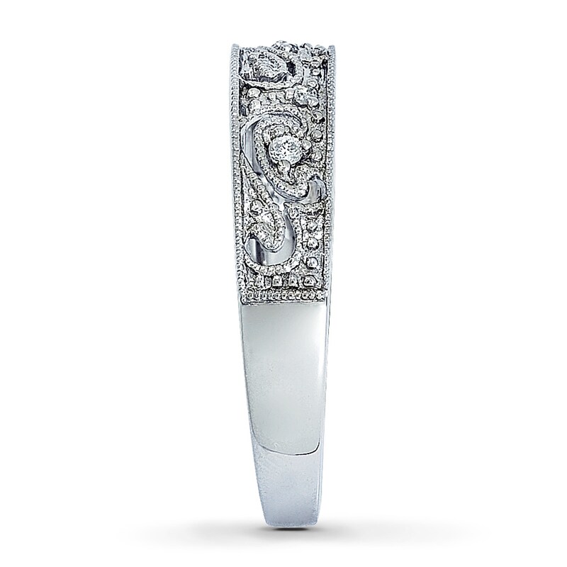 Main Image 3 of Previously Owned Diamond Anniversary Ring 1/20 ct tw Round-cut 10K White Gold - Size 9.75