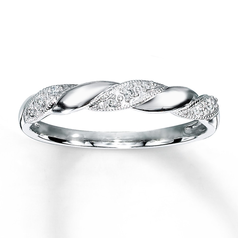 Previously Owned Diamond Anniversary Ring 1/20 ct tw Round-cut 10K White Gold - Size 9.5